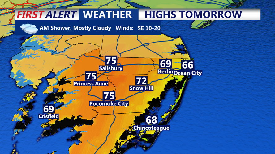 HIGHS TOMORROW OCEAN CITY