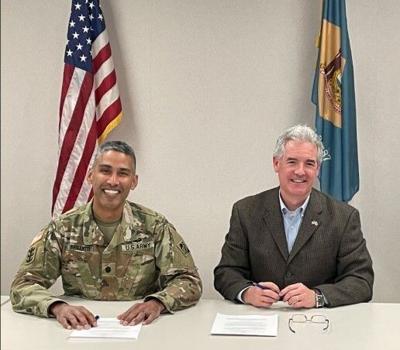 USACE Philadelphia District Commander Lt. Col. Ramon Brigantti and DNREC Secretary Shawn M. Garvin signed a feasibility cost sharing agreement on Nov. 29. Courtesy of the U.S. Army Corps of Engineers.