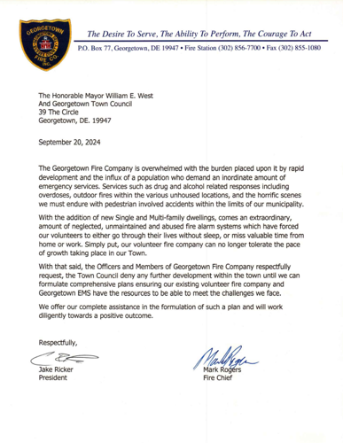 Correspondence - Georgetown Fire Company