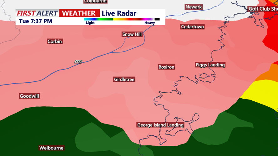 RADAR IMAGE OF SLEET/FREEZING RAIN