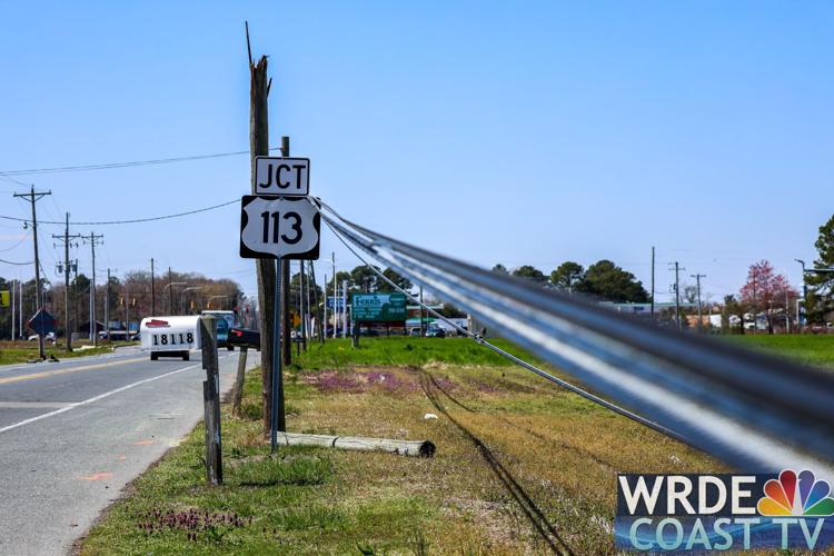 Electrical wires were blown down when 28 utility poles were damaged, leaving thousands without power for a portion of the weekend.
