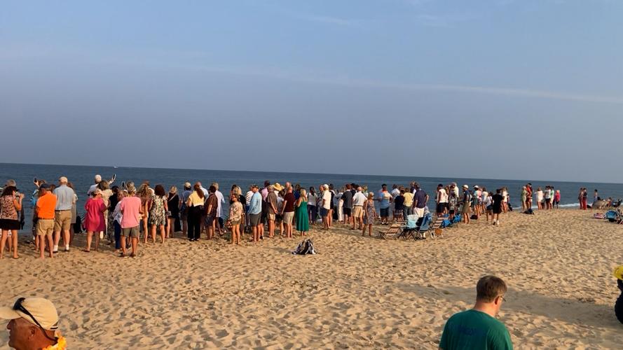Crowds honoring Tommy Vach. (Ocean City Surf Club)