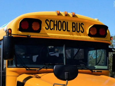 The front of a school bus.