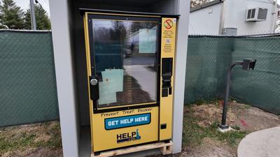 Harm reduction vending machine installed at the Pallet Village in Georgetown