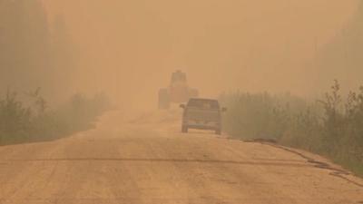 Smoky haze from wildfires in western Canada