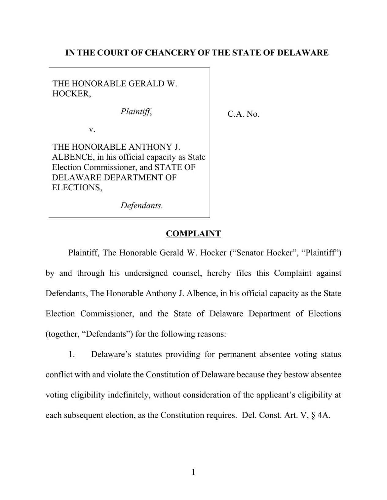 Hocker Complaint
