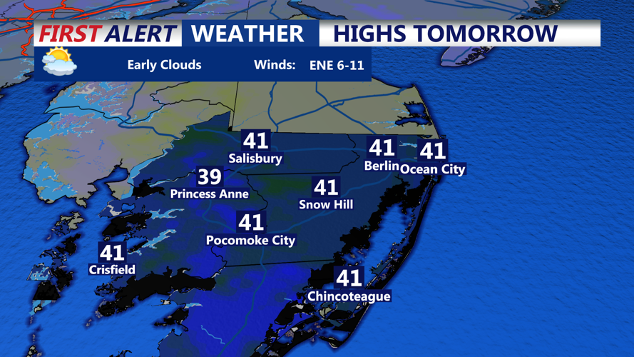 HIGHS TOMORROW - OCEAN CITY