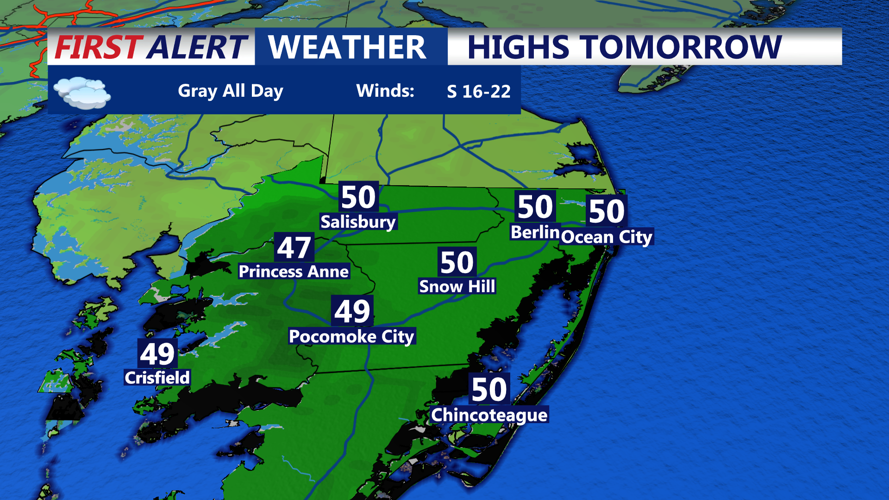 HIGHS TOMORROW OCEAN CITY