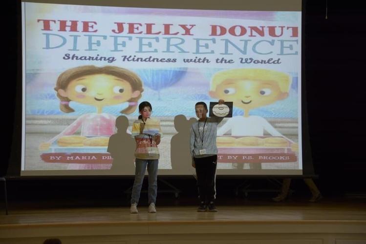 Students at Milton Elementary School during their presentation to peers about kindness. Courtesy Christine Amalfitano.