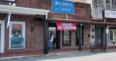 The barbershop in Peddler's Village reopens.