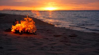 Fire ring on Lewes Beach