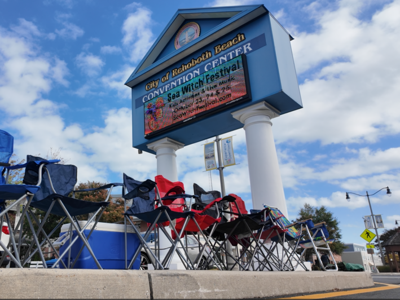 Chairs lined up along rehoboth ave.