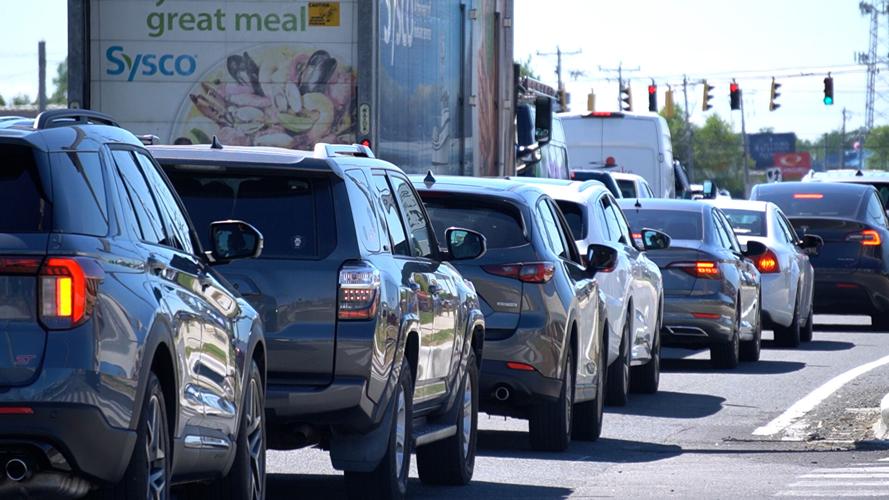 Cars backed up