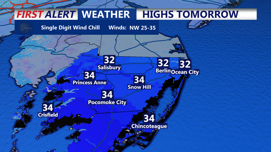 HIGHS TOMORROW - OCEAN CITY