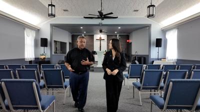 Pastor Daniel Fuentes Espinal and Reporter Ana Sofia Román