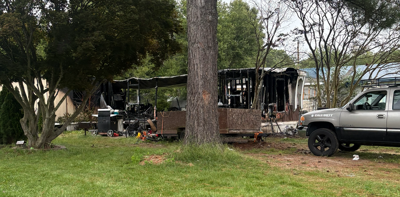 A picture of the trailer burned completely in Angola.