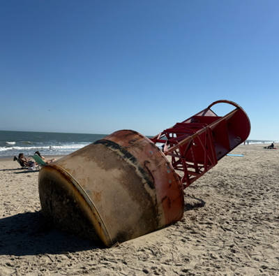 The buoy that washed ashore on Dewey Beach following September's Nor'easter.