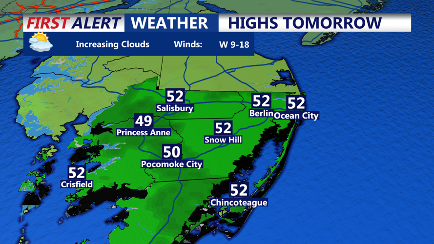 HIGHS TOMORROW - OCEAN CITY