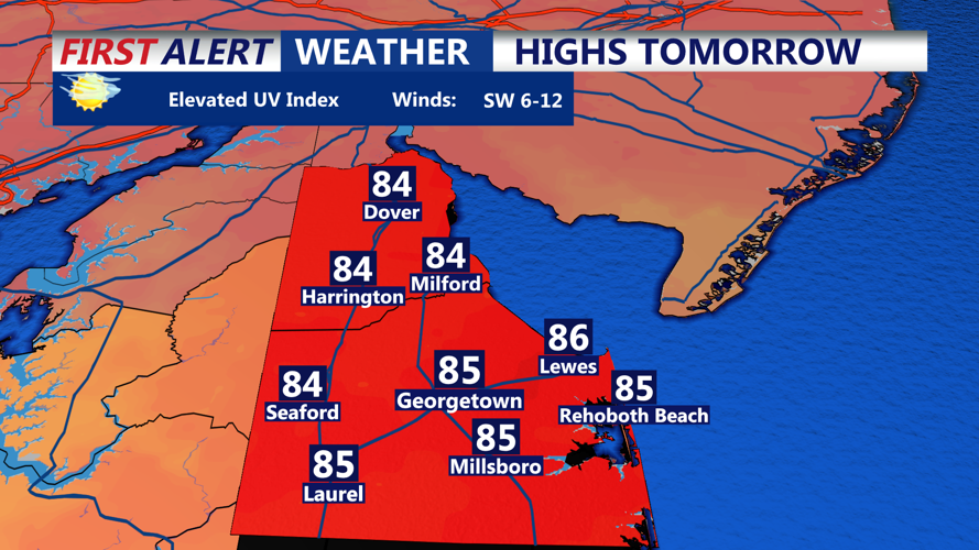 HIGHS TOMORROW SUSSEX COUNTY