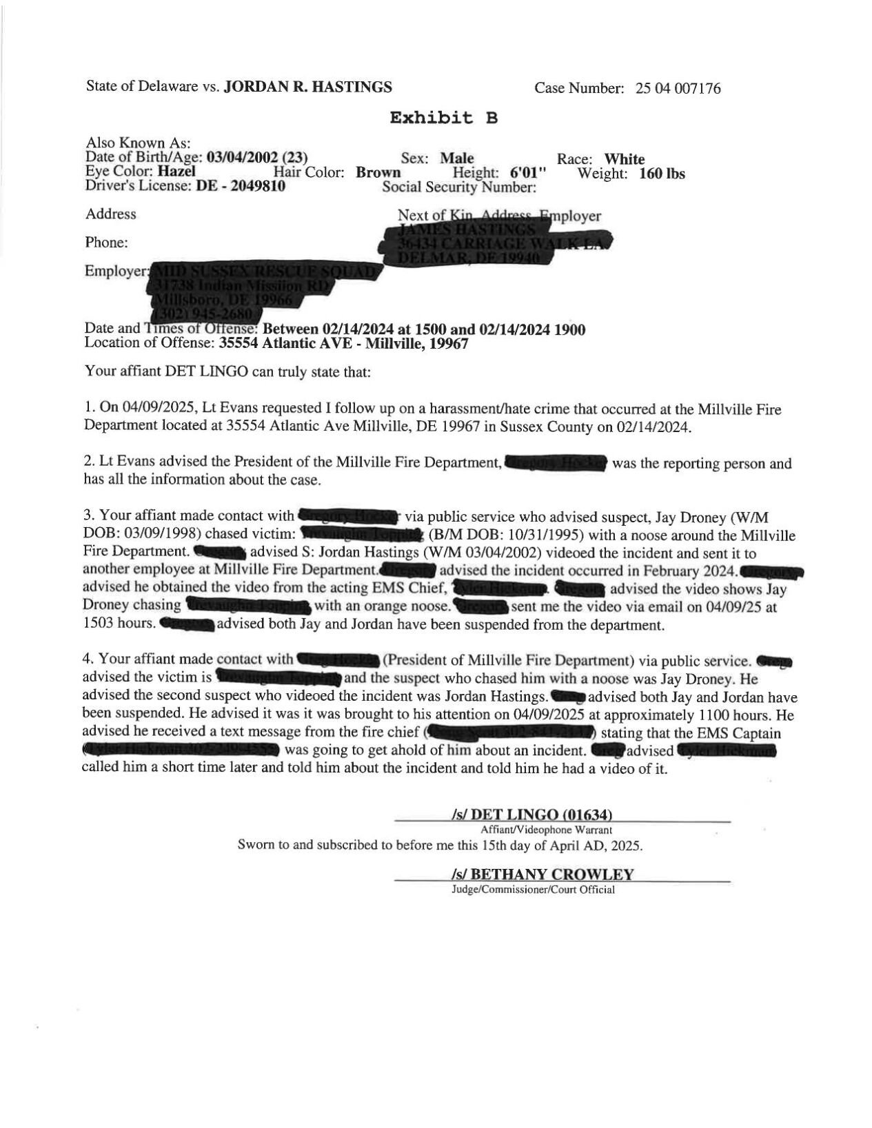 Hastings and Droney Affidavit