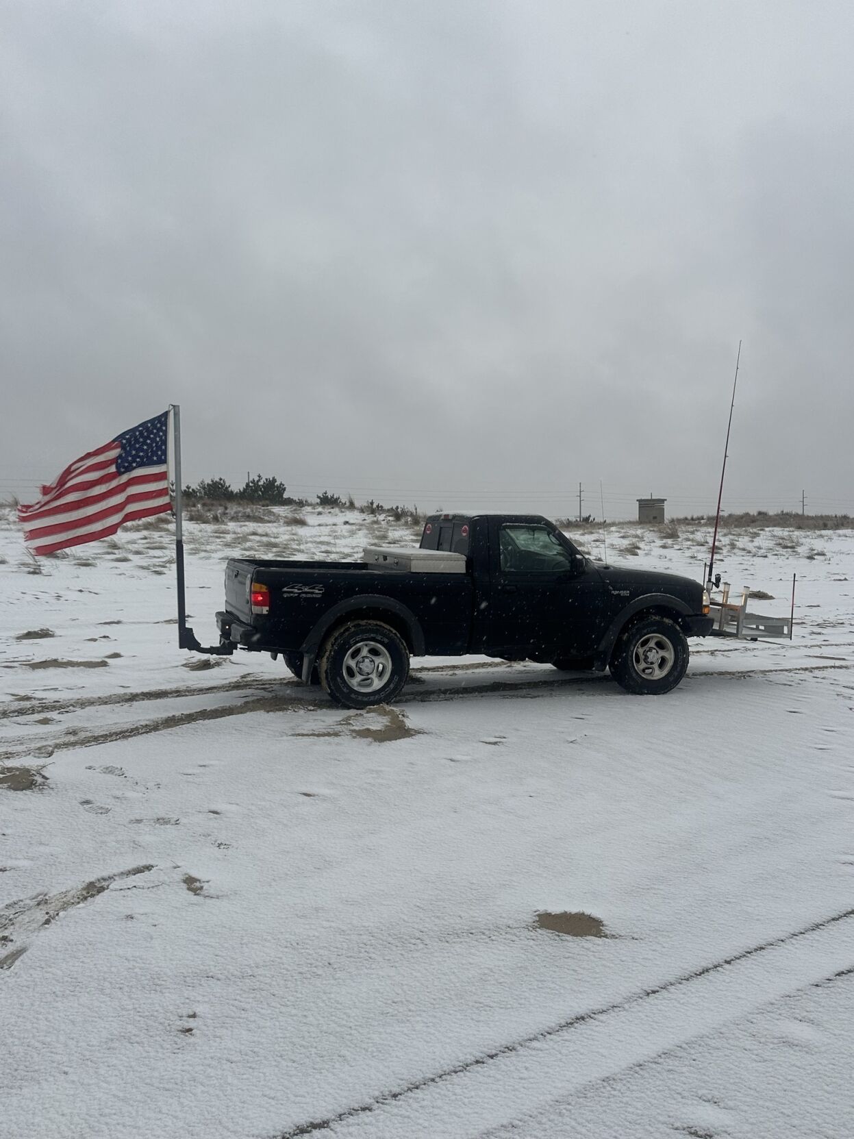 Driving on Fenwick Island in the Snow