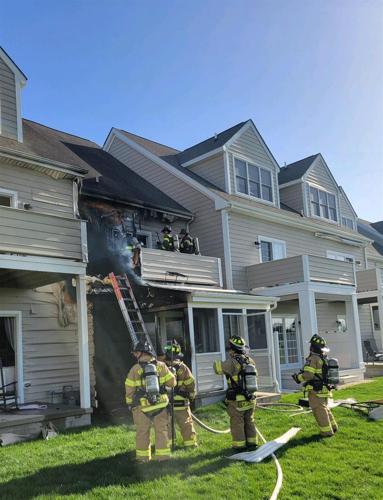 The damaged home was in between other townhouses. Courtesy Indian River Volunteer Fire Company.