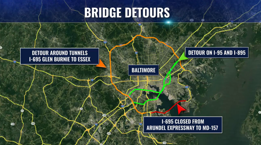 Francis Scott Key Bridge collapse detours