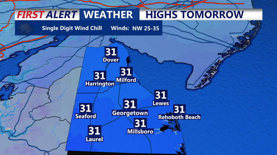 HIGHS TOMORROW - SUSSEX COUNTY