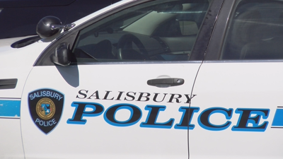 white police car with salisbury logo