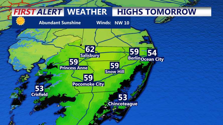 HIGHS TOMORROW OCEAN CITY