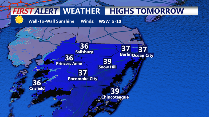HIGHS TOMORROW - OCEAN CITY