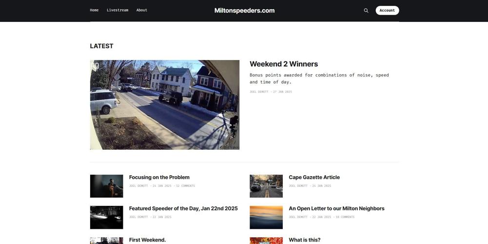 Milton speeders home page