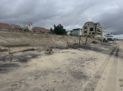 An image of severe beach erosion in Dewey Beach 