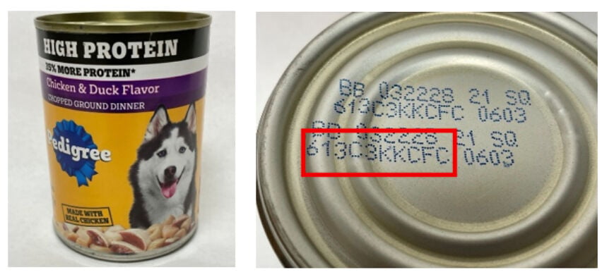 Voluntary Recall of Two Lots of PEDIGREE® Can High Protein Chopped Chicken & Duck Flavor Wet Dog Food Due to Potential Fraudulent Distribution of Product Which May Contain Foreign Material