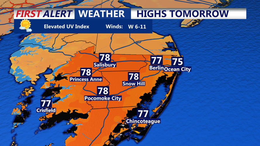HIGHS TOMORROW OCEAN CITY