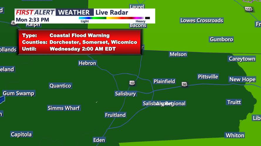 COASTAL FLOOD WARNING - DORCHESTER, WICOMICO, SOMERSET