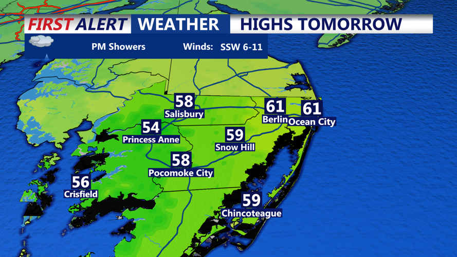 HIGHS TOMORROW - OCEAN CITY