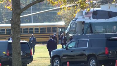 President Biden's Arrival Outside of the Milford Boys and Girls Club