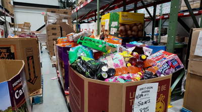 Photo of donations made to The Food Bank of Delaware.