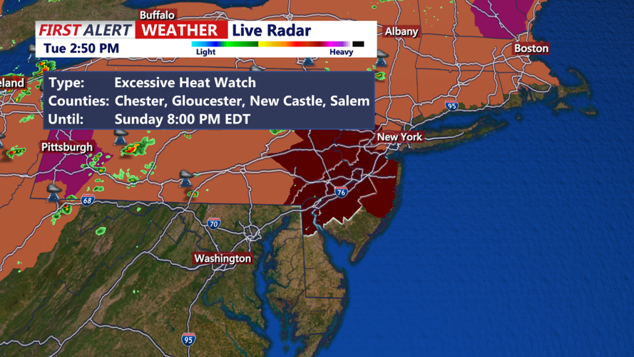 Active Heat Advisories in the North East