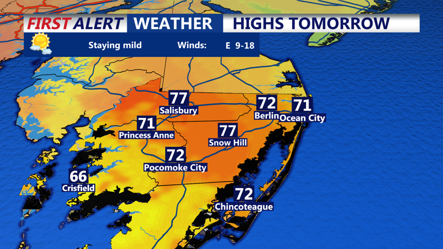HIGHS TOMORROW OCEAN CITY