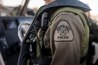 An image of an officer's shoulder with the Maryland Natural Resources Police badge in focus. Courtesy of Maryland Natural Resources Police.