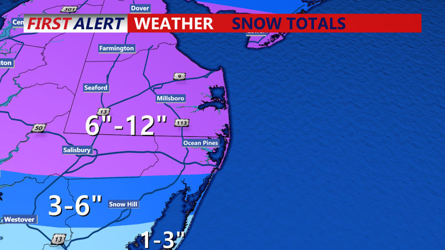 Some areas could see up to a foot