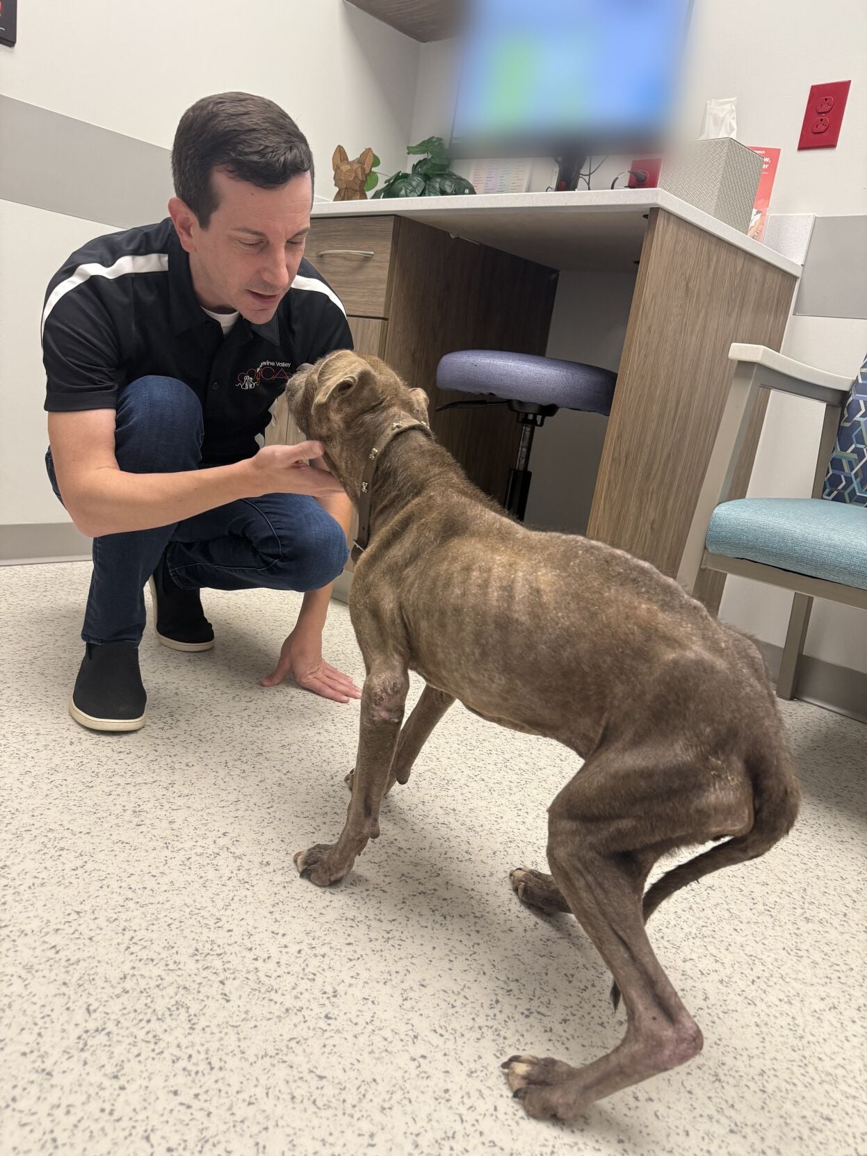 MAN PETTING DOG