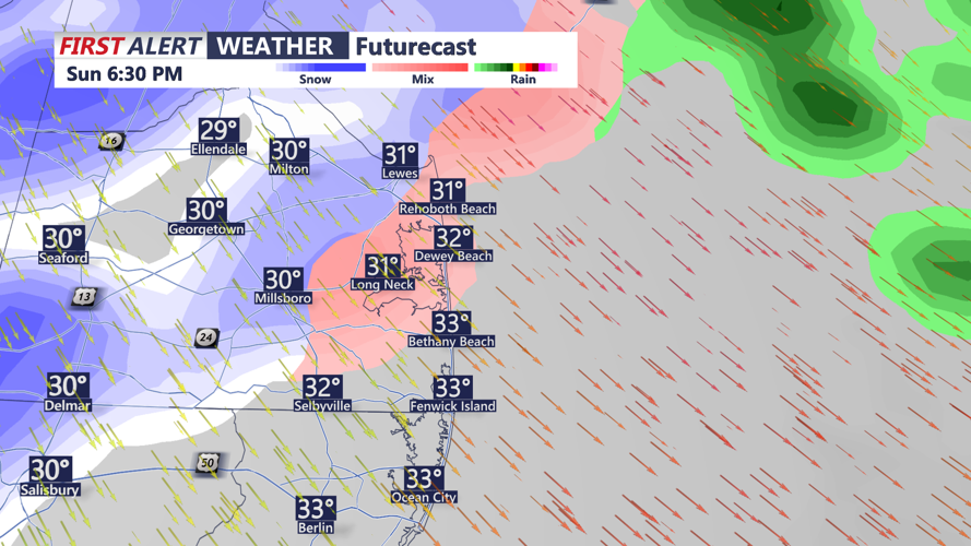 Rain changes to sleet and snow late afternoon early evening