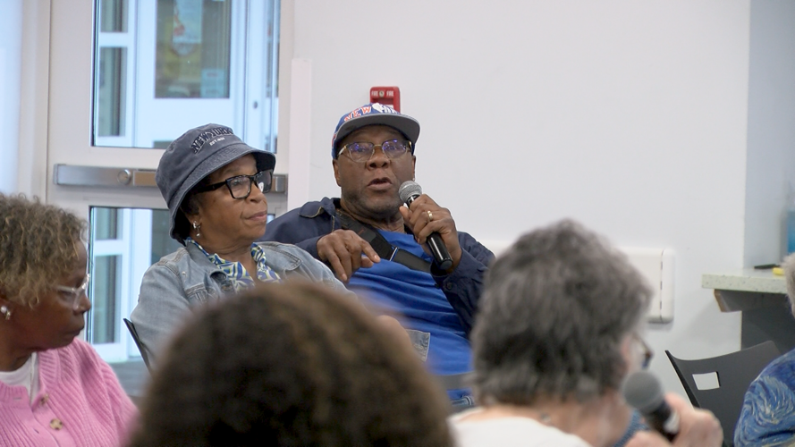 Attendees asking questions at the Southern Delaware Alliance for Racial Justice Town Hall at the Lewes Public Library