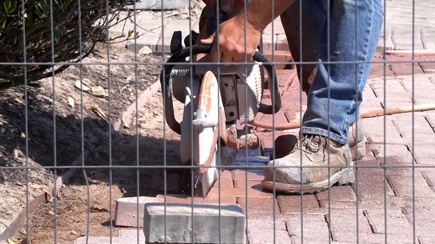 Sawing through bricks