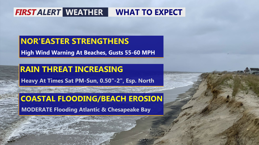 Graphic shows impacts from the nor'easter.