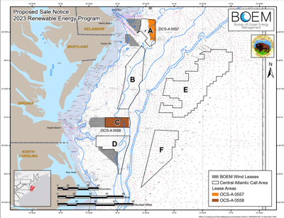 Proposed wind energy lease sale map