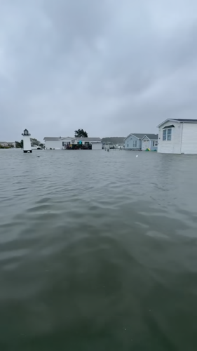 Water floods the community.